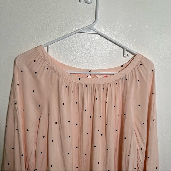 Levi’s Blouse Light Pink Black Polka Dots Long Sleeve L - Picture 4 of 12